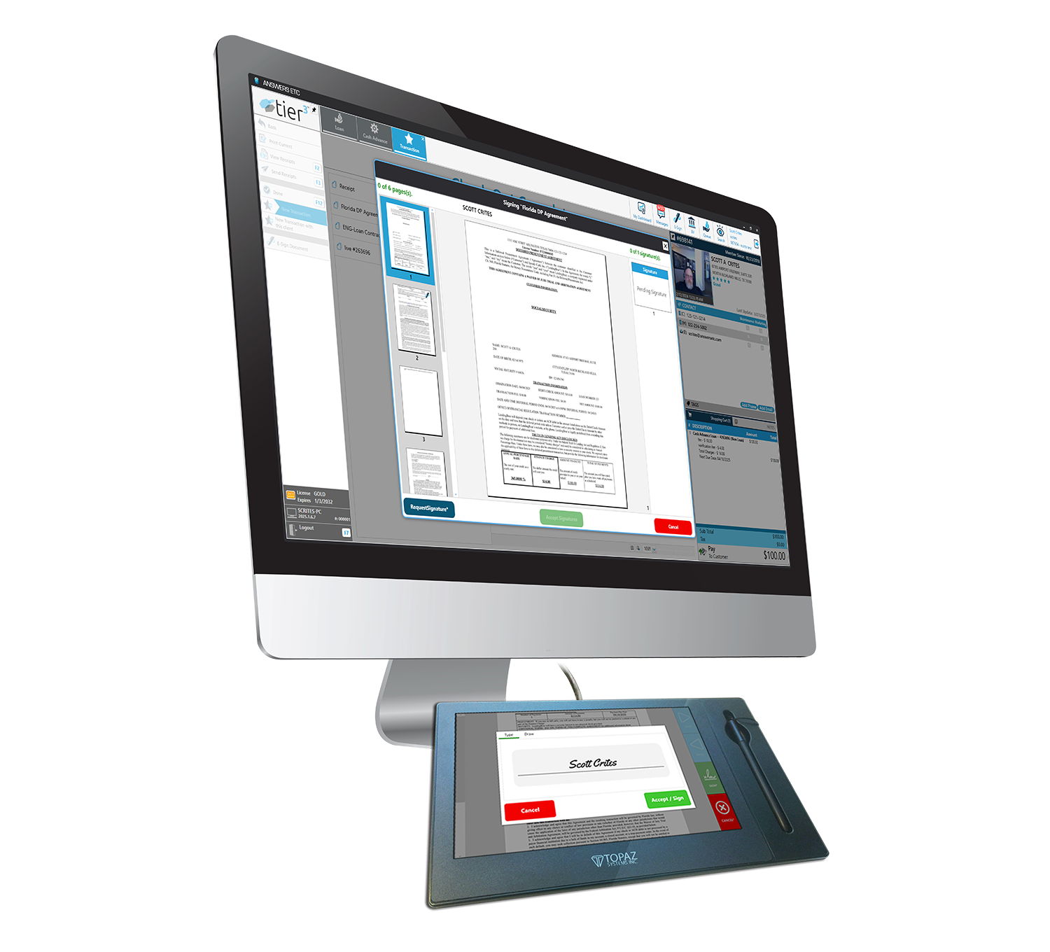 Tier3 E-SIGN electronic loan signature workflow